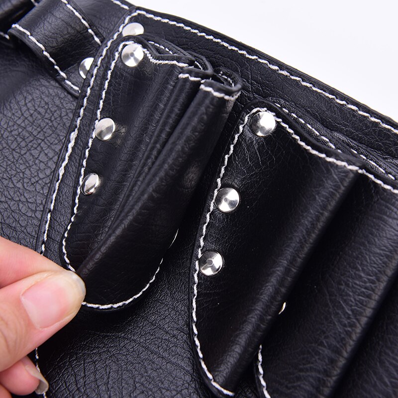 pu leather rivet hair scissor bag clips bag hairdressing barber scissor holster