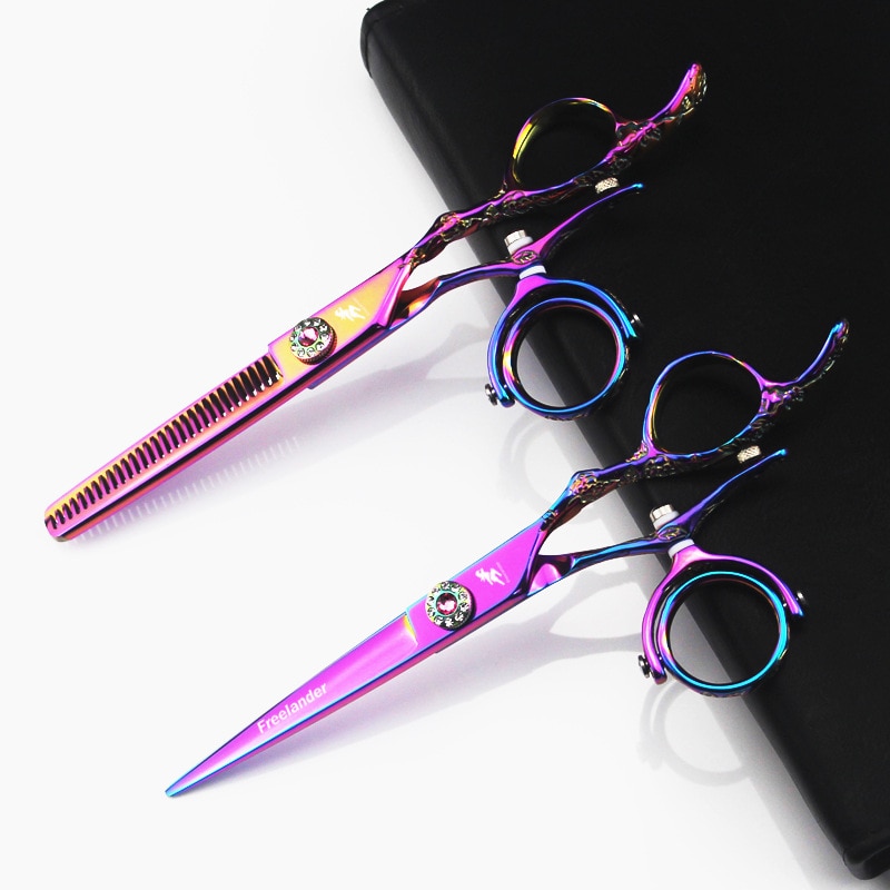 6" swivel scissors fly scissors hairdressing barber swivel shears 720 degrees Rotary handle thumb shears flying shears rotary
