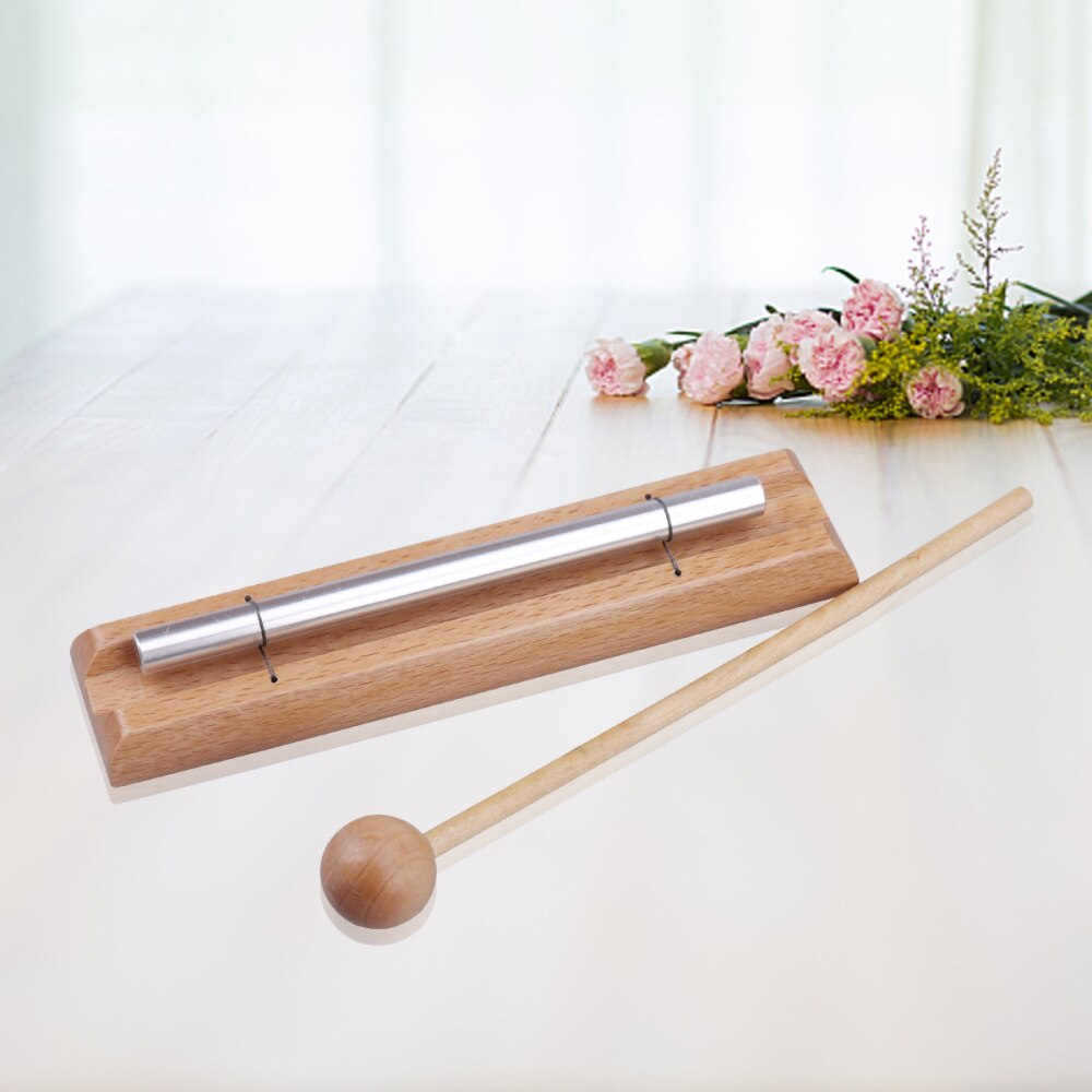 Carillón de meditación para niños, Tono único de madera con Mallet Chico, suministros portátiles, carillones de viento de percusión, 1 ud.