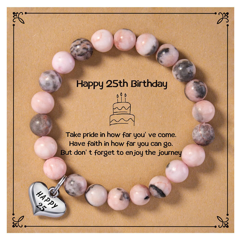 Alles Gute zum Geburtstag für 5-25 Jahre alte Mädchen, Geburtstag geflochtene Perlen Armbinde für ändern 5 bis 25 Tochter Enkelin Nichte: Schwarzes verzinktes