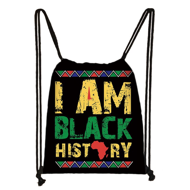 Black Lives Matter Letter Print Drawstring Bag Afro Black Women Backpack American Africa Ladies Storage Bag Cute Travel Bags