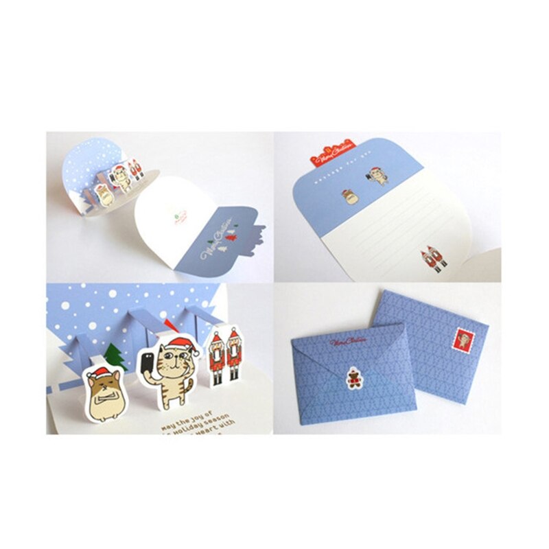 1 Set Christmas 3D Stereo Greeting Card AR Virtual Imaging Technology U2JC