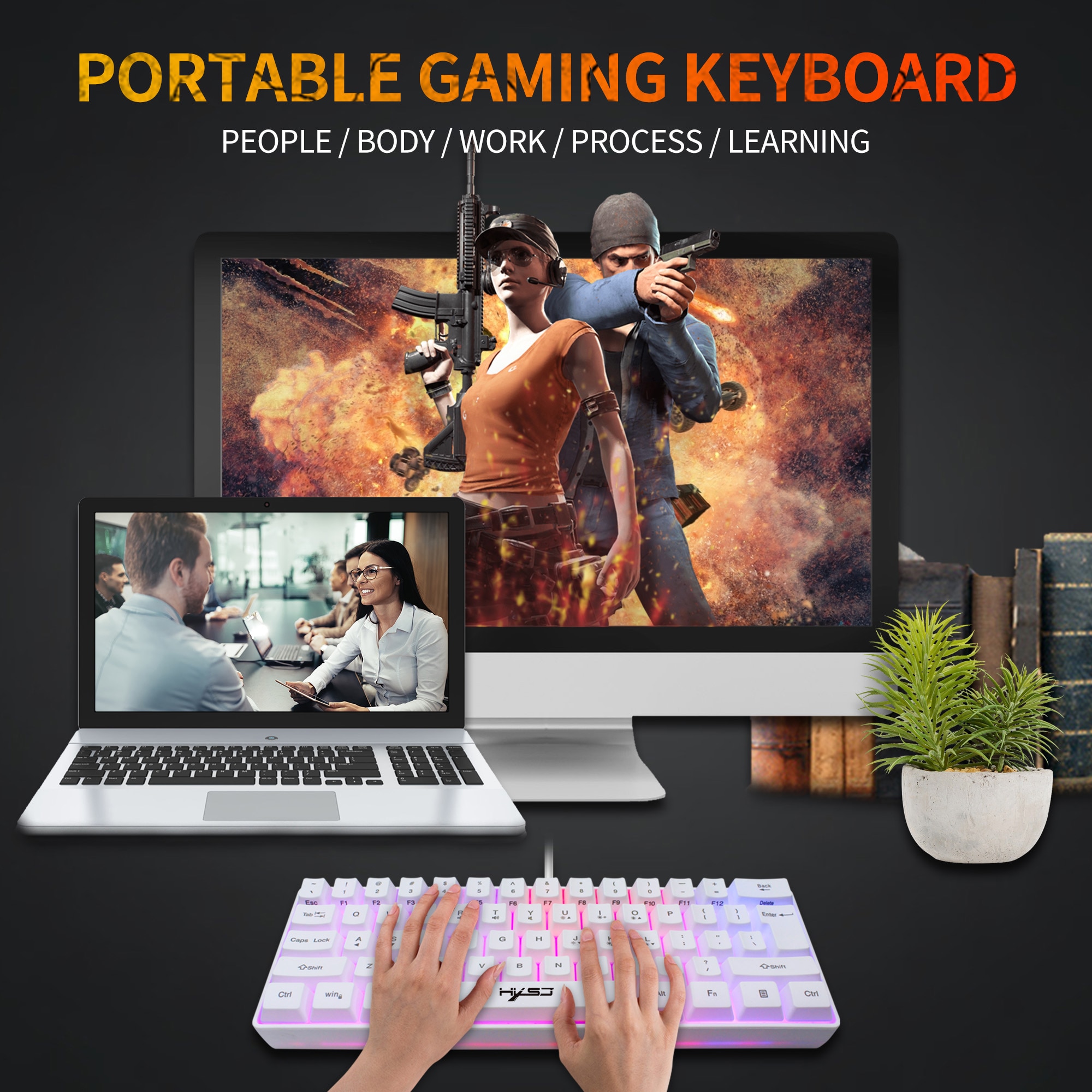 61 Keys Gaming Keyboard RGB Backlight Keyboard And Mouse Wired Gamer Keyboard for Computer MAC PS4