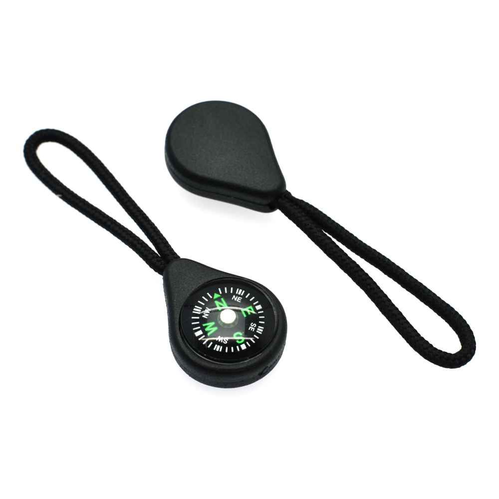 2pcs Plastic Compass Zipper Pull With Strap For Backpack Gym Suit garment Accessories