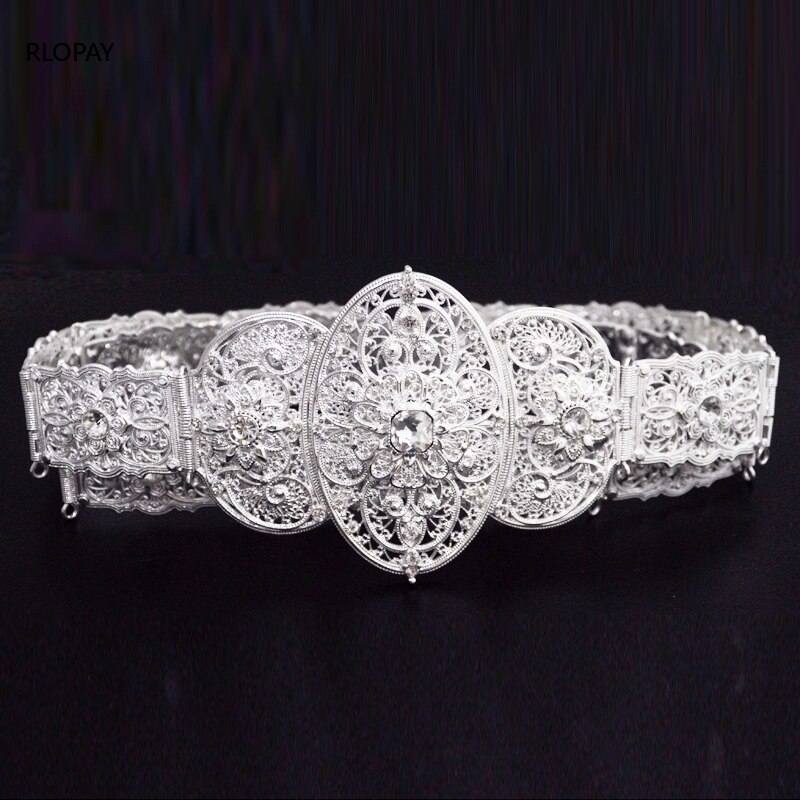 Tradycyjne kaukaskie ślubne paski platerowane srebrem świecący kryształowy pasek robić sukni ślubnej łańcuszki metalowe panna młoda pasy