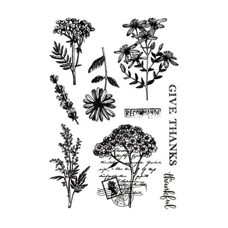 Flower Clear Stamp Leaves Rubber Stamps Transparent Silicone Seal for DIY Scrapbooking Photo Album Decorative Crafts Stamps