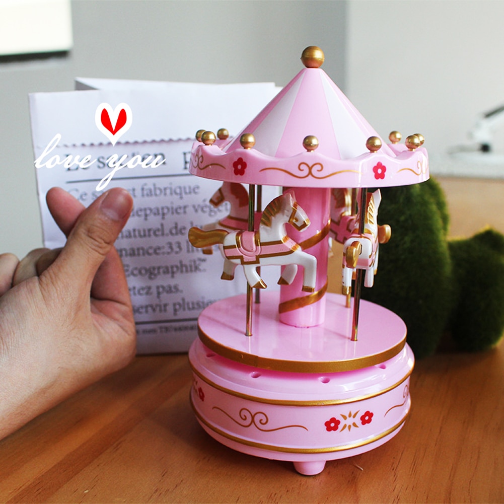 Carrousel de boîte à musique | Décor joyeux rond romantique, ornement pour d'anniversaire, boîtes à musique, décoration de maison