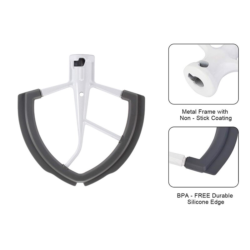 AD-Flex Edge Beater for KitchenAid Bowl-Lift Stand Mixer - 6 Quart Dough Mixing Paddle with Flexible Silicone Edges