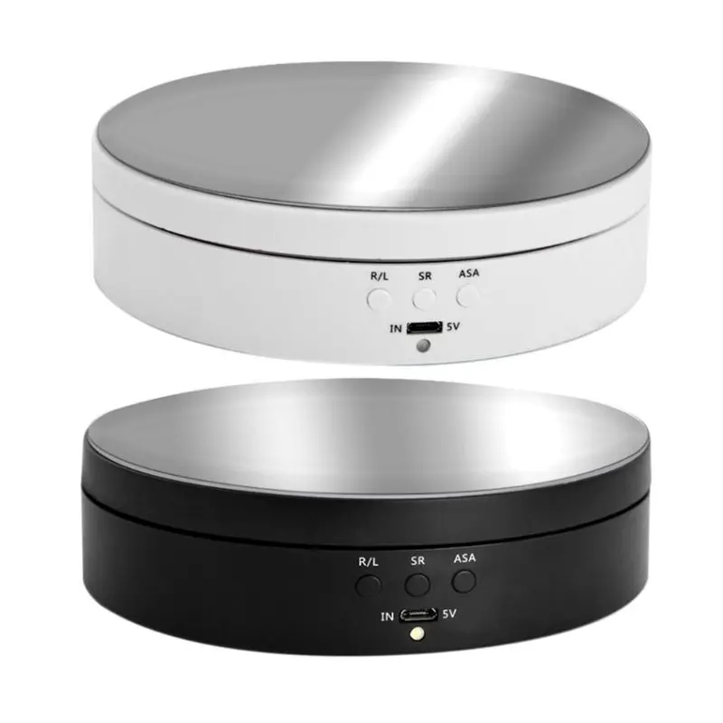 3 hastigheter roterende dreieskive 360 ° elektrisk svingbar base smykkestativ usb /18650 batteridrevet roterende brett