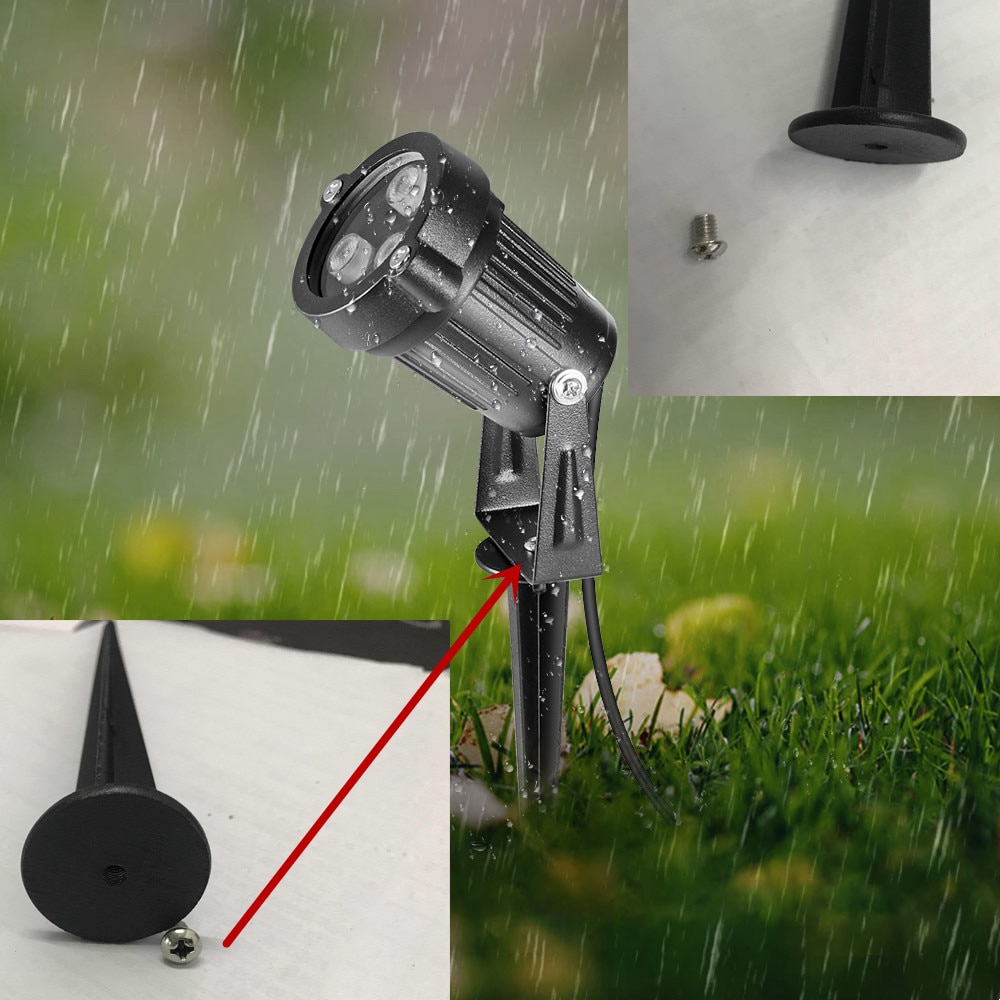 Metal Base And Spike Lamp Stake Garden Light Spike Outdoor LED Lawn Light Rod Stick For Garden Lamp