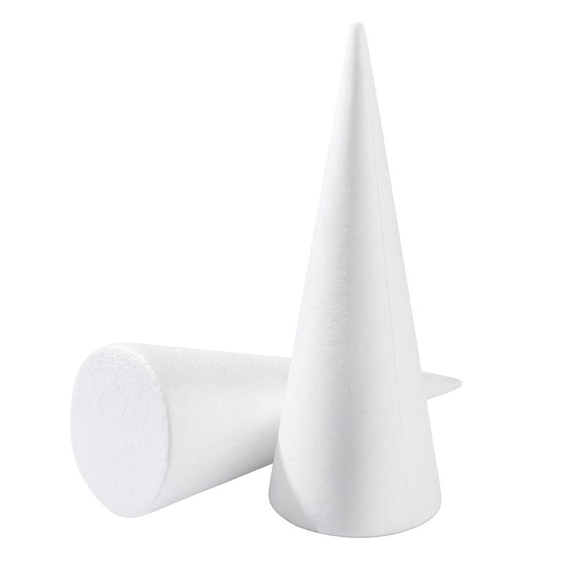 32x12cm 2pcs DIY White Cones Arts and Crafts Cone Shaped Foams Craft Projects Christmas Tree Table Centerpiece Cone