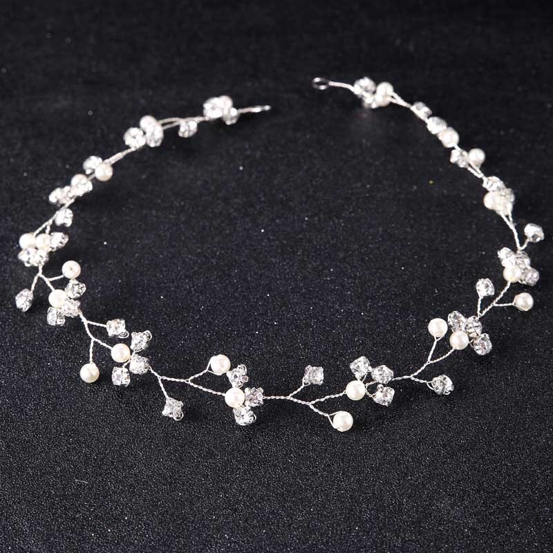 FORSEVEN Oro/Argento di Colore Fasce Dei Capelli Dei Monili di Perle di Cristallo Sposa Foglia Diademi Copricapo Da Sposa Accessori Per Capelli Da Sposa JL: 31866.02