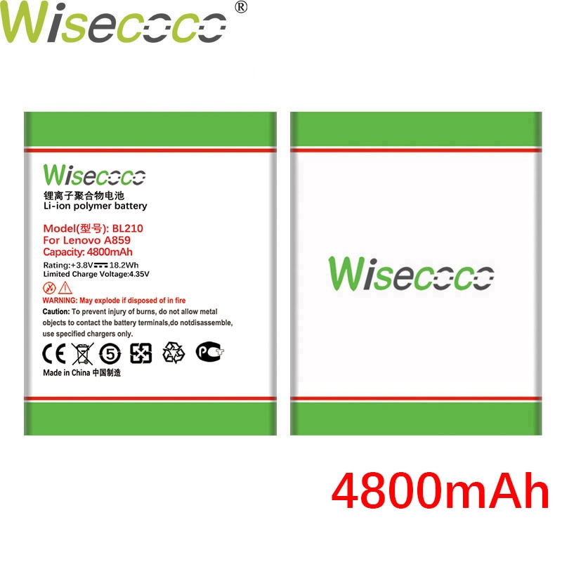 Wisecoco 4800 Mah BL210 Batterij Voor Lenovo A536 A606 S820 S820E A750E A770E A656 A766 A658T S650 Smartphone batterij