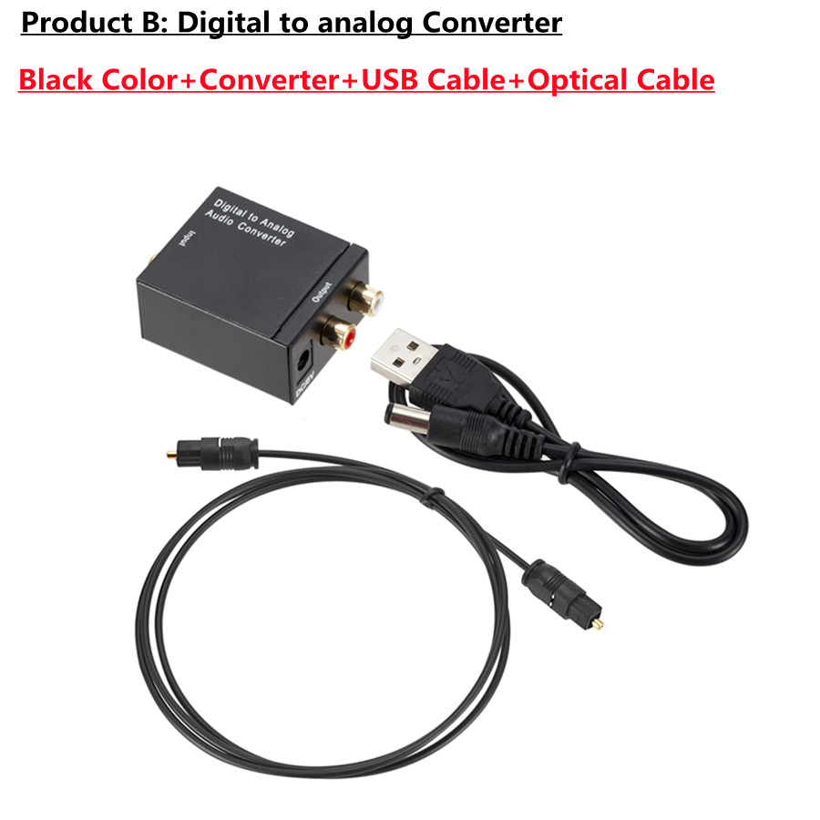 Dac Digitaal Naar Analoog Audio Converter Optical Fiber Toslink Coaxiale Signaal Naar Rca R/L Audio Decoder Spdif Atv dac Versterker: With Cables