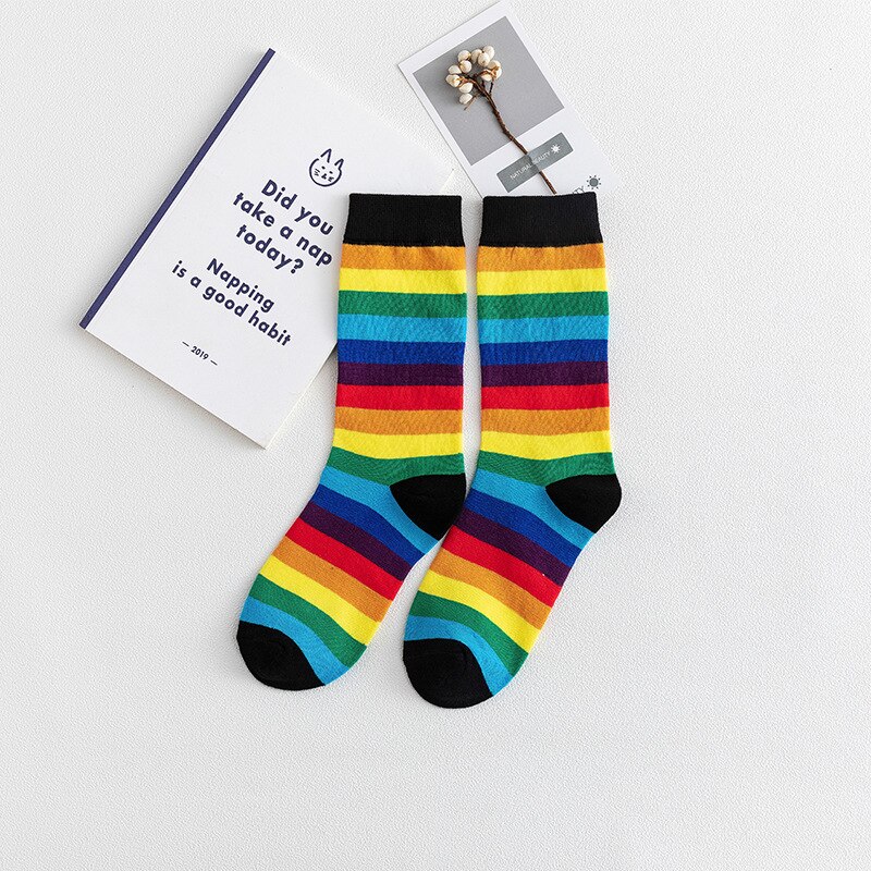 Socks Rainbow socks fall/winter cotton socks color stockings cotton fabric fabric african print fabric: Black