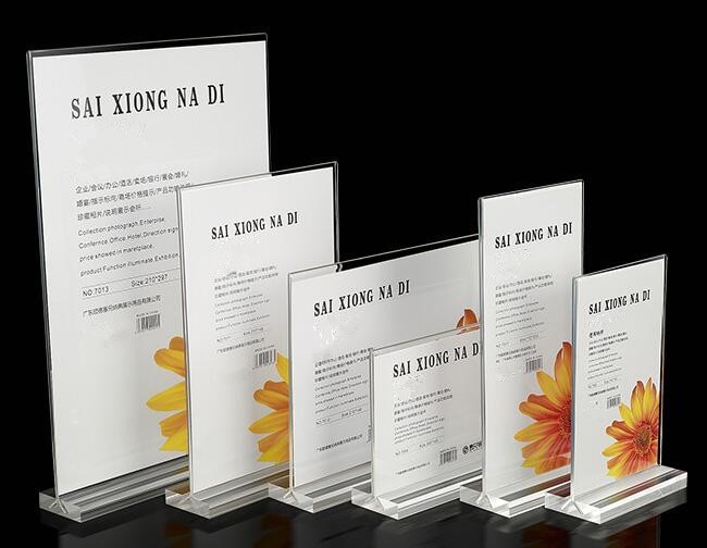 Table Sign Clear Acrylic Display Card A4/a5 Table T Type Advertising Poster Price List Of Drinks Menu Holder Rack