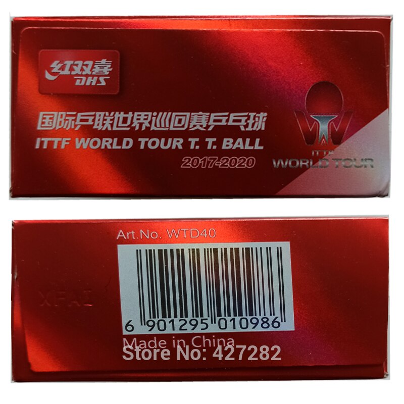 DHS-pelotas de tenis de mesa originales DHS D40 + ITTF WORLD TOUR 3 estrellas (doble ABS con 3 estrellas), raqueta de Ping Pong de plástico,