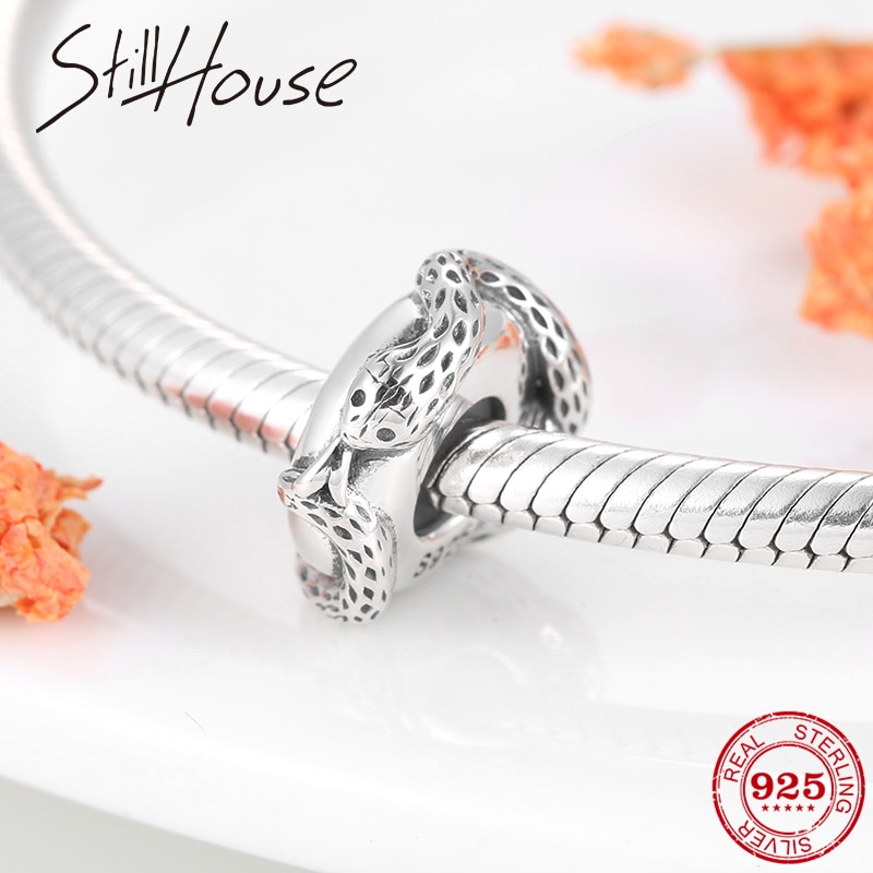 925 Sterling Silver Mysterious charm snake Spacer Stopper beads Fit Original European Charms Bracelet Jewelry making