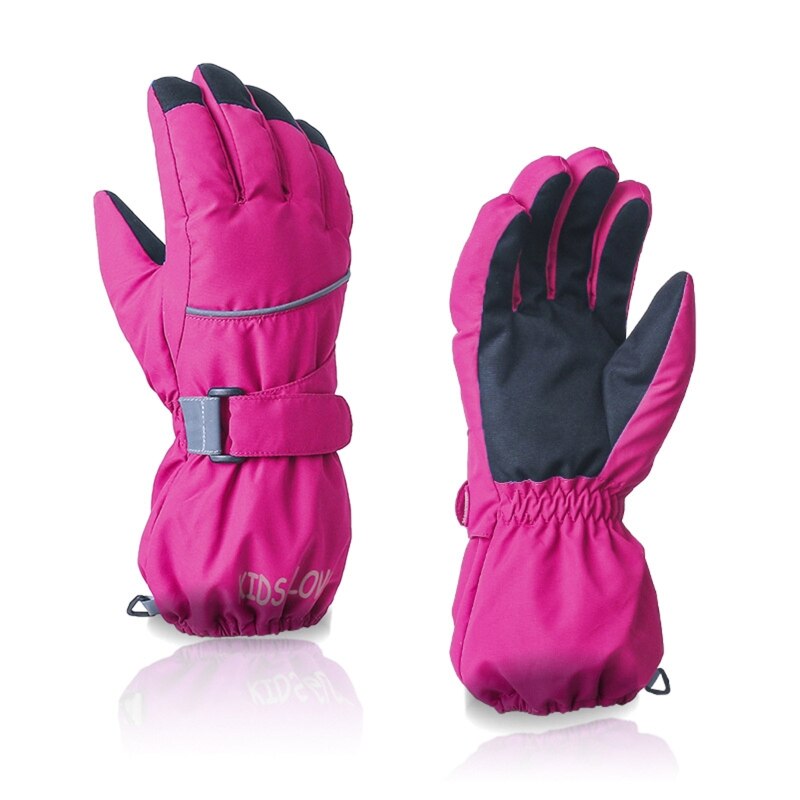 Kinder Winter Warme Ski Handschuhe Kinder Dicke Wasserdichte Volle Finger Handschuhe Outdoor Sport Snowboard Handschuh für 4-14 Jahre alte Kinder: M Rose Red