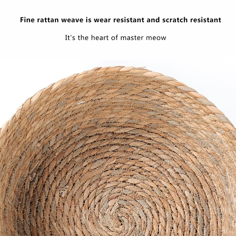Kat Bed Ronde Stro Mand Kat Slapen Kussen Huisdier Mat Leuke Lichtgewicht Rotan Weven + Pp Katoen