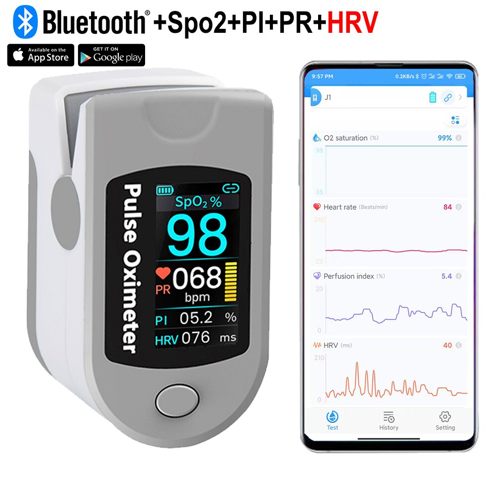 Bluetooth finger puls oximeter søvn overvåking data analyse fingertupp oximetro de pulso dedo blod oksygen monitor oled
