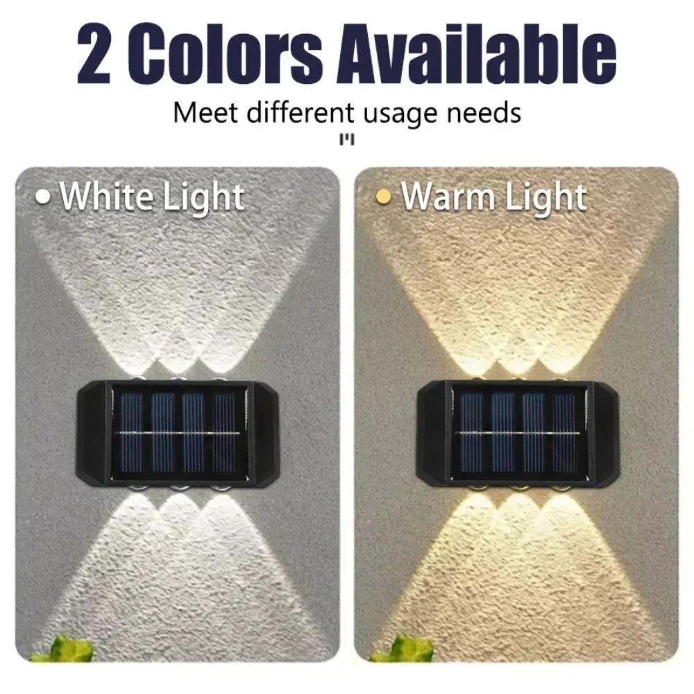 4/6/8 LED-wandlamp op zonne-energie Waterdicht te installeren Veranda Lichten Up Down Verlichting voor Outdoor Yard Garden Street Landscape Decor