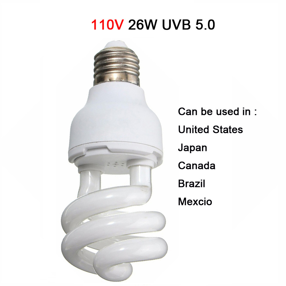 Uvb 5.0 uvb 10.0 matelijalamppu kilpikonna uvb polttimo lisko käärme lguaanit lämpö kalsiumlamppu valo energiansäästö  e27 13w 26w 110v 220v: 110v 26w uvb 5.0