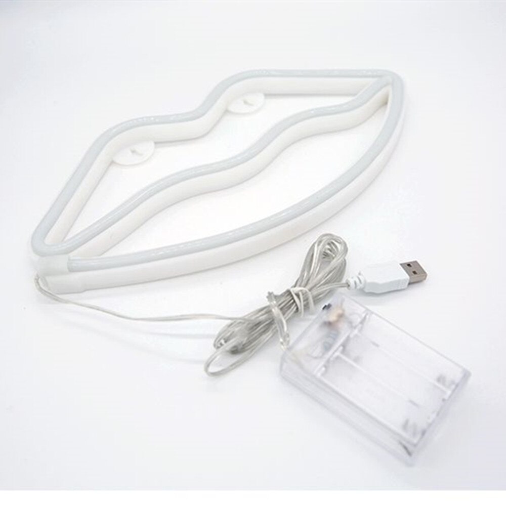 Rød leppe neonlys ledet lepper lys neon vegglampe batteri eller usb operert rosa leppe neon lys opp til festbordbord låve