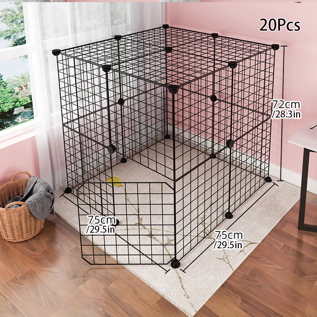 Valla para mascotas, valla nido para perros, barrera interior para puerta de perros y gatos, jaula de malla de hierro, red de barrera de escape