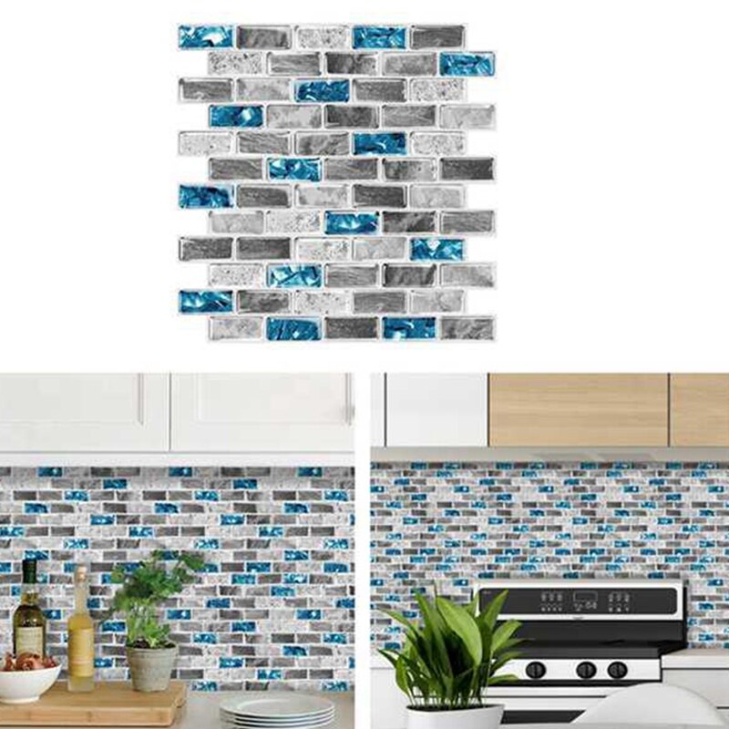 Kitchen Backsplash Self-Adhesive Textured Tile Stick on Vinyl Tiles Decorative Wall Tile for Kitchen Bathroom Laundry