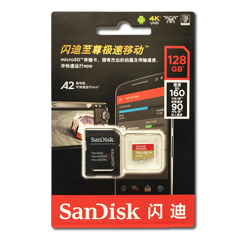 SanDisk MicroSD Karte 64GB 128GB Flash Speicher Karte 16GB 32GB U1/U3 C10 TF Karte 200GB 256GB UHS-I A1/A2 V30 SDXC 400GB 4K Full HD