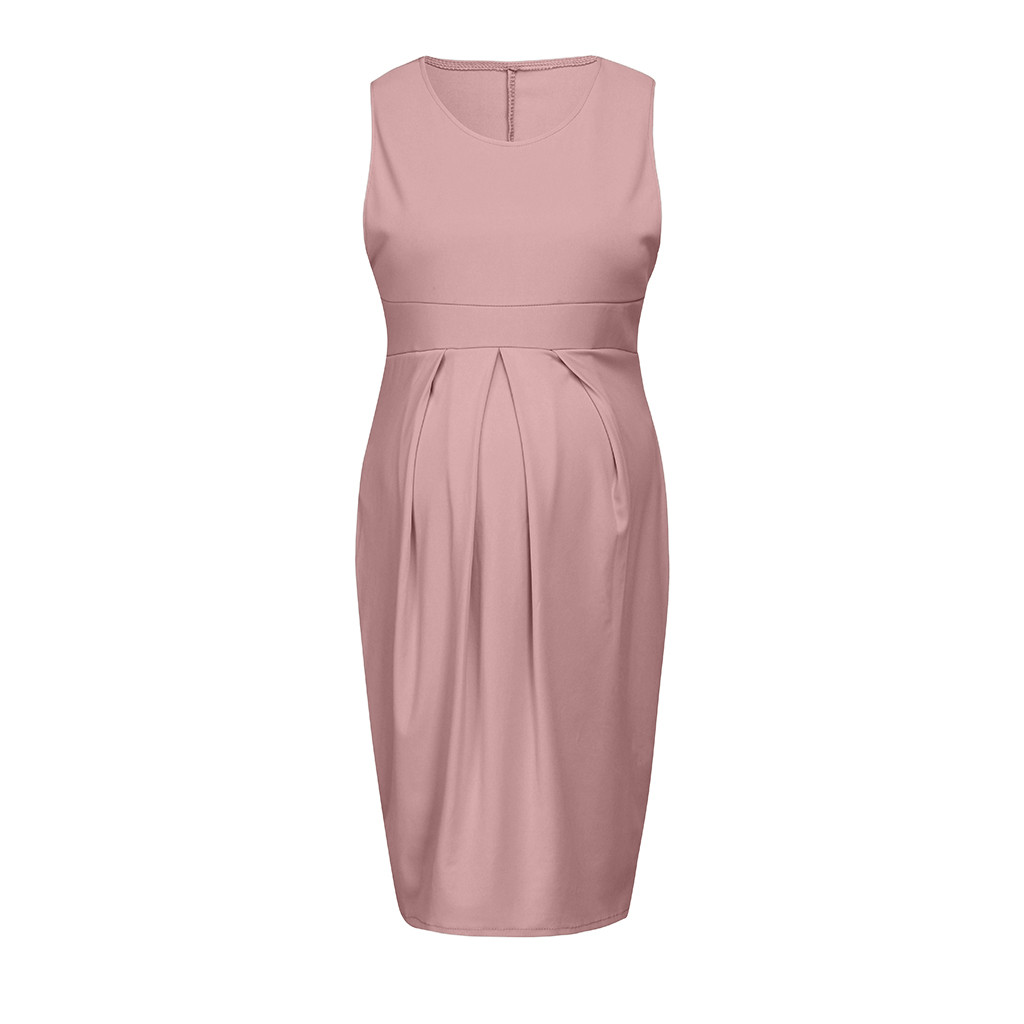 MUQGEW Mutterschaft Kleid Frauen Ärmellose Rüschen Pflege Baby Weste Kleidung Schwangerschaft Sommerkleid Kleid Abend Party Schwangerschaft Kleid
