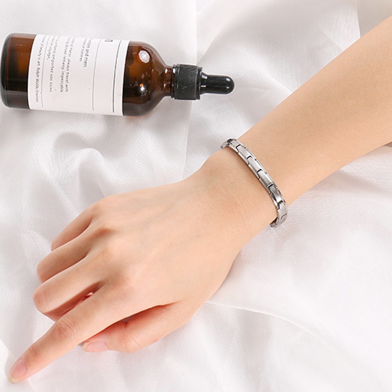 Trendy Women's 6mm Healthy Energy Bracelet Chain Link Stainless Steel Magnet Bracelets Jewelry