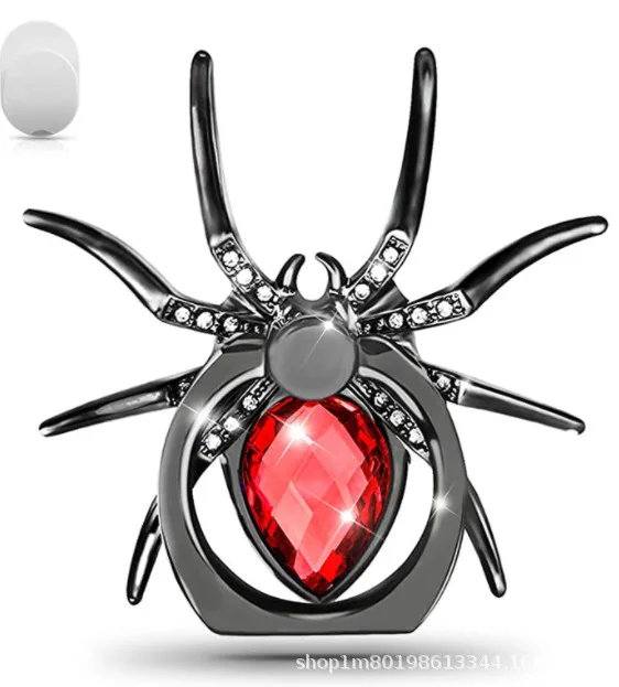 Universal Luxury Biling Diamond Metal Spider Mobile Phone Finger Ring Holder 360 Rotate Stand for iPhone Sumsang Huawei Xiaomi: Red