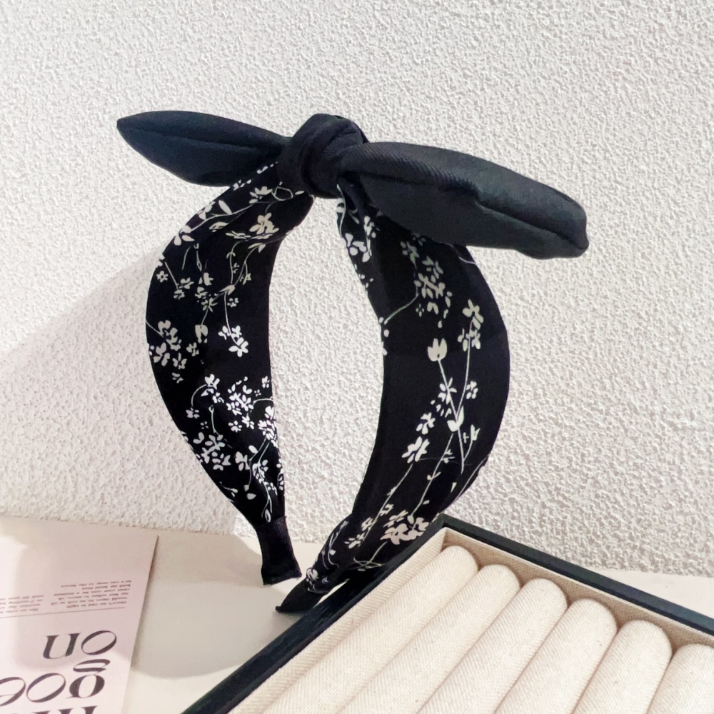 Diademas elegantes florales en blanco y negro para mujeres y niñas, aros para el cabello suaves con borde ancho, diadema cruzada con lazo grande, herramienta de Peinado,: Azul cielo