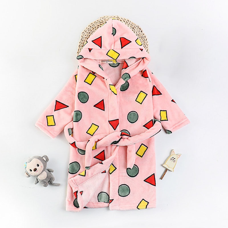 Flannel Kids Robes Children Bathrobe Baby Boy Bath Robe Hooded Bathrobes For Girls Pyjamas Baby Nightgown Kid Sleepwear