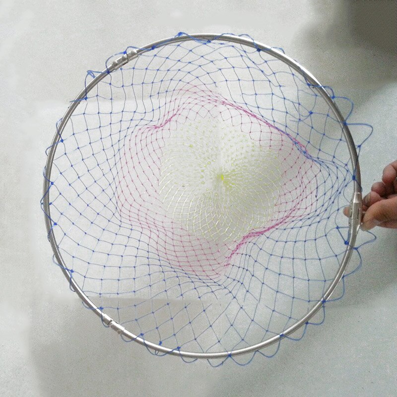 Stainless Steel Brailer Head Round Glue Wire Mesh Folding Fishing Net Bag Sniggle Monofilament 50cm FOU99