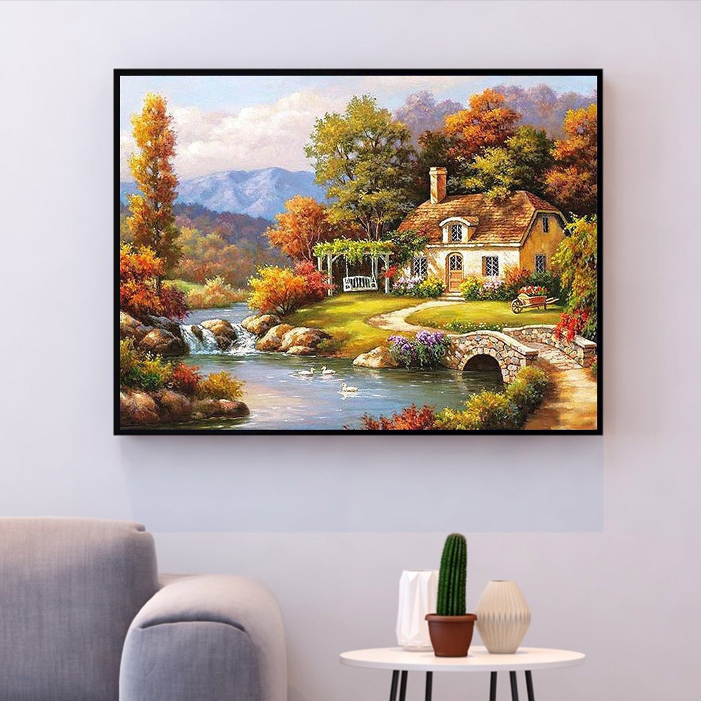 HUACAN Paint By Numbers Scenery Drawing On Canvas HandPainted House Art DIY Picture Kits Home Decor