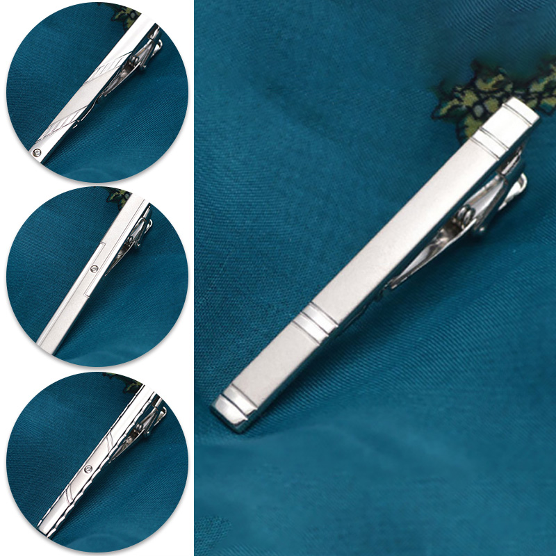 Pince à cravate en métal argenté pour hommes, épingle à cravate en cristal pour hommes, accessoires de mariage
