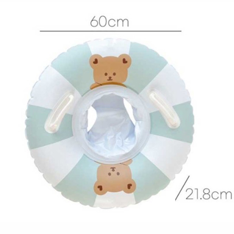 Inflatable Baby Swimming Ring Cute Bear Float Seat Circle Double Handle Swim Pool for Infant Toddlers Bath Water Fun Toys: Blue