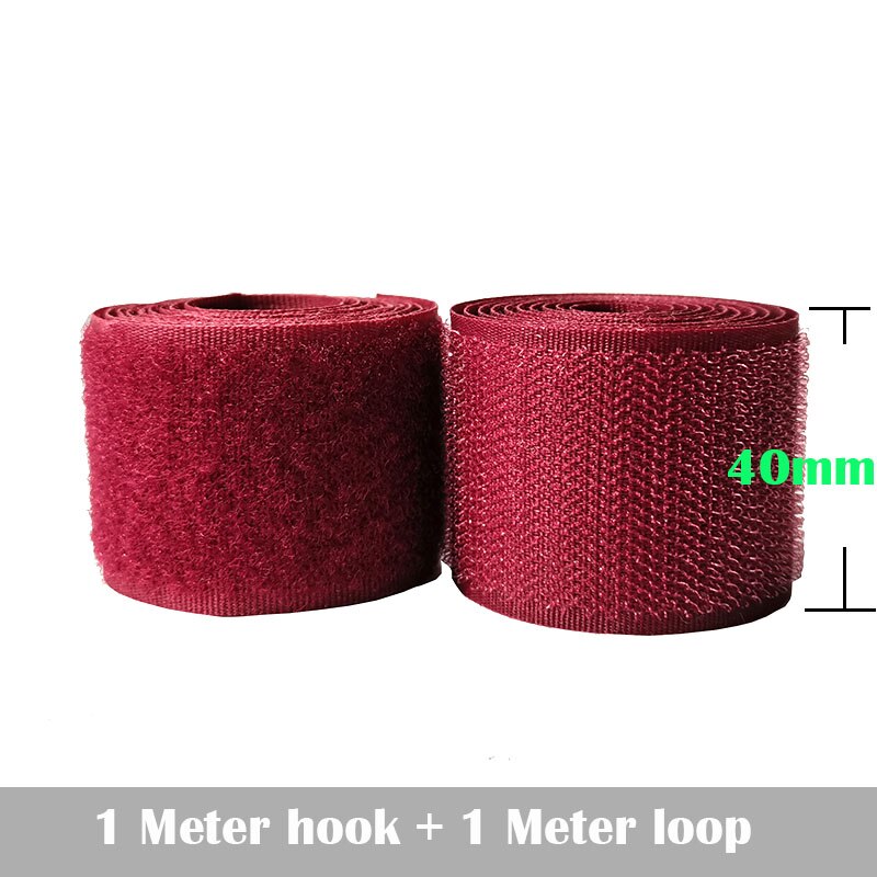 2-10Cm Breedte Wijn Rode Geen Lijm Haak Loop Sluiting Tape Voor Naaien Magic Tape Sticker Strap Couture strip: 40mm width