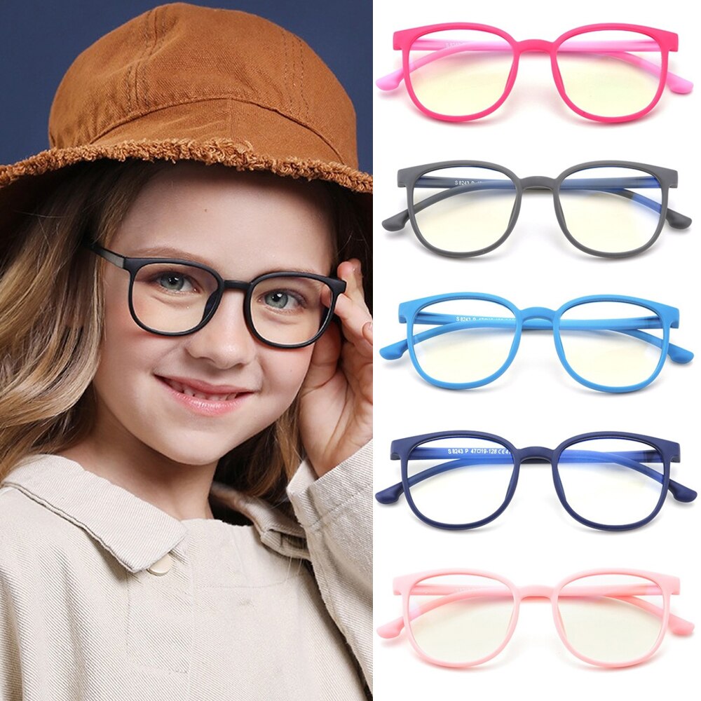 S243 Blue Light Kids Glasses Boy Girl Optical Frame Transparent Child Glasses Anti Glare Computer Prescription Glasses UV400