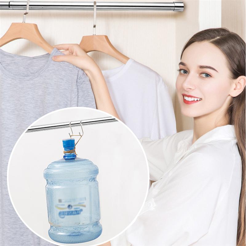 1PC Drying Rack Stainless Steel Telescopic Closet Pole Thickened Adjustable Wardrobe Hanging Rod for Home (Silver)