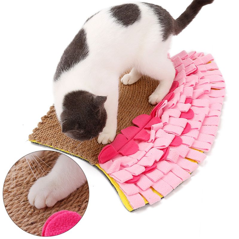 Fishtail Home Cat Scratch Pad Snuffle Mat Nosework Blanket Play Sniffing Training Toys Great for Stress Release Paw