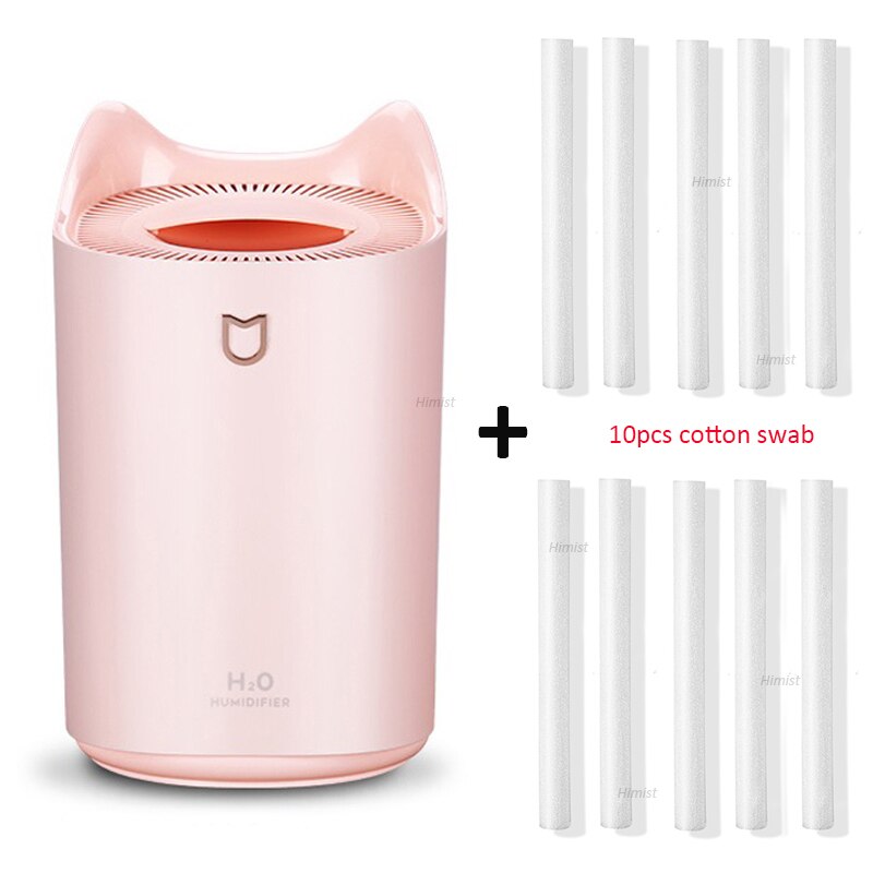 Huis Luchtbevochtiger 3000Ml Dubbele Nozzle Cool Mist Aroma Diffuser Met Coloful Led Licht Zware Mist Ultrasone Usb Humidificador: Pink and 10 filters