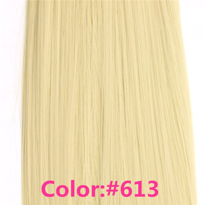Feibin clip in hair extensions syntetisk hår 22 tommer 55cm langt lige hårstykke varmebestandigt  c46: #613