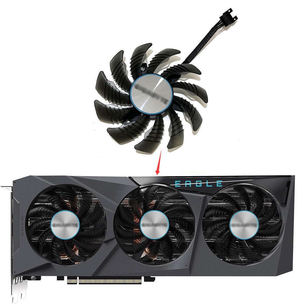 Original 75MM 4PIN 0.35A PLD08010S12HH T128010SU Video card cooling fan，For Gigabyte RTX 3070 EAGLE Video card: Gold