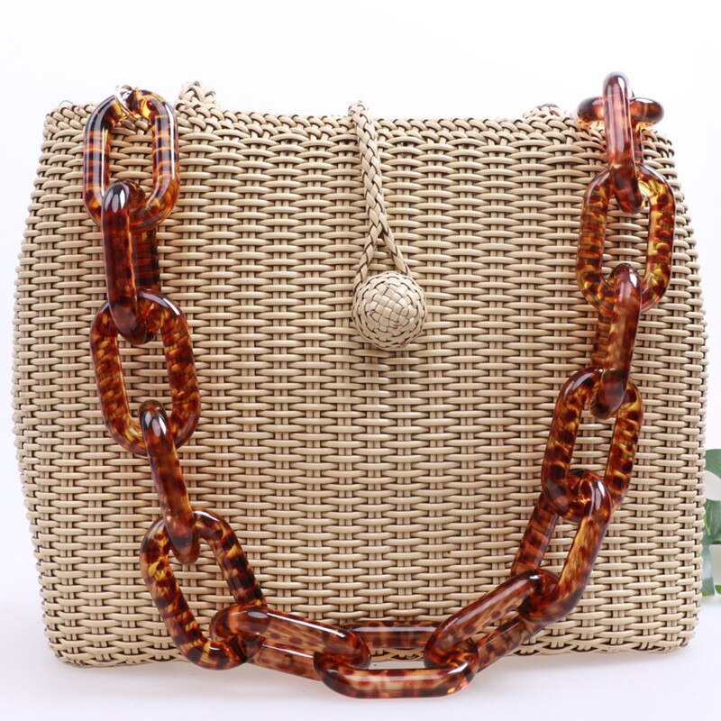 summer Acrylic women handbags strap Thick chain for bags L Shoulder Strap Bag Chains Leopard Plastic Resin Chain
