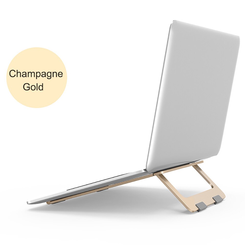 Sammenleggbart bærbart stativ aluminium justerbart stasjonært nettbrettholder skrivebord bord mobiltelefon stativ for ipad air macbook notebook: Gylden