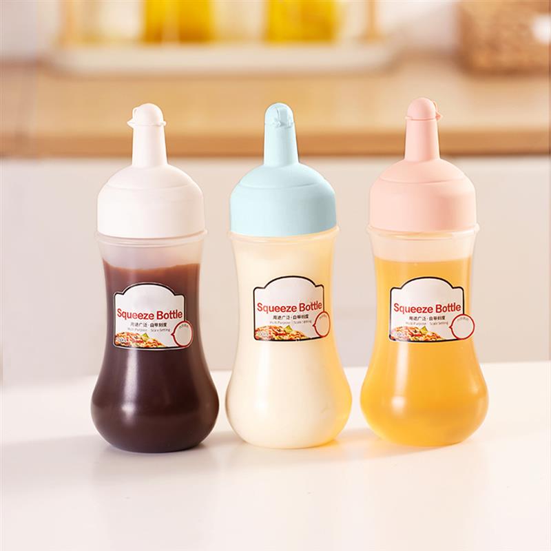 Sauce Bottle 350ML Squeezing Jam Condiment Dispenser Plastic Empty Kitchen Cooking Salad Bottle Kitchen Tools